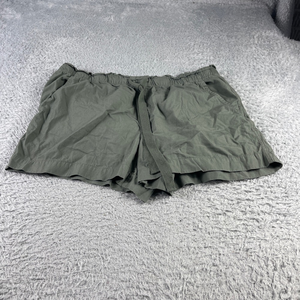 Loft Outlet Womens Olive Green Cotton Paperbag Waist Drawstring Shorts Size L